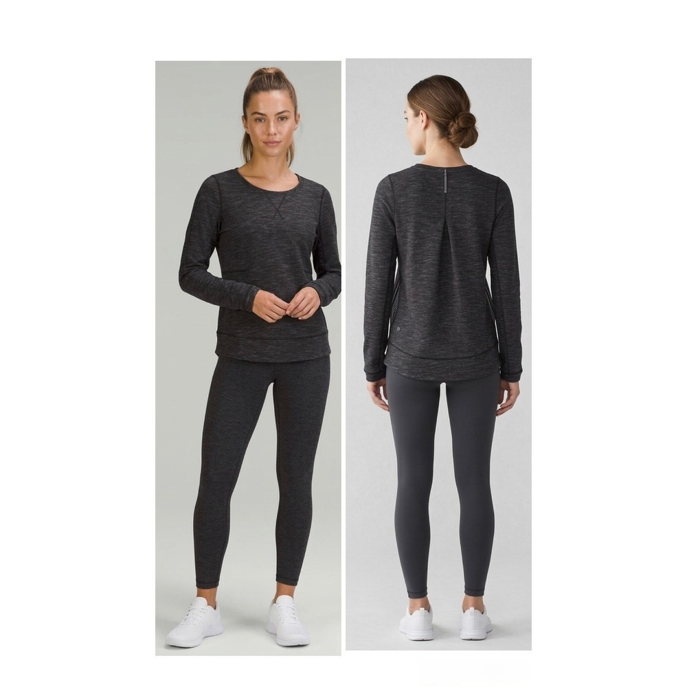 Lululemon Exhalation Pullover II  Long Sleeve Space Dye Charcoal Gray Size 8